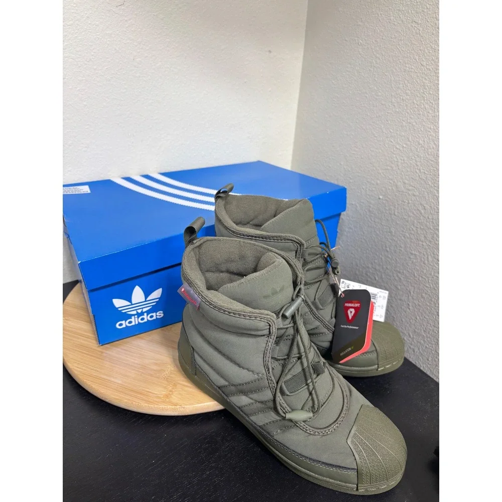 Adidas Kids 5.5 Superstar Boot J Olive Strata Green PrimaLoft Insulated IG2561